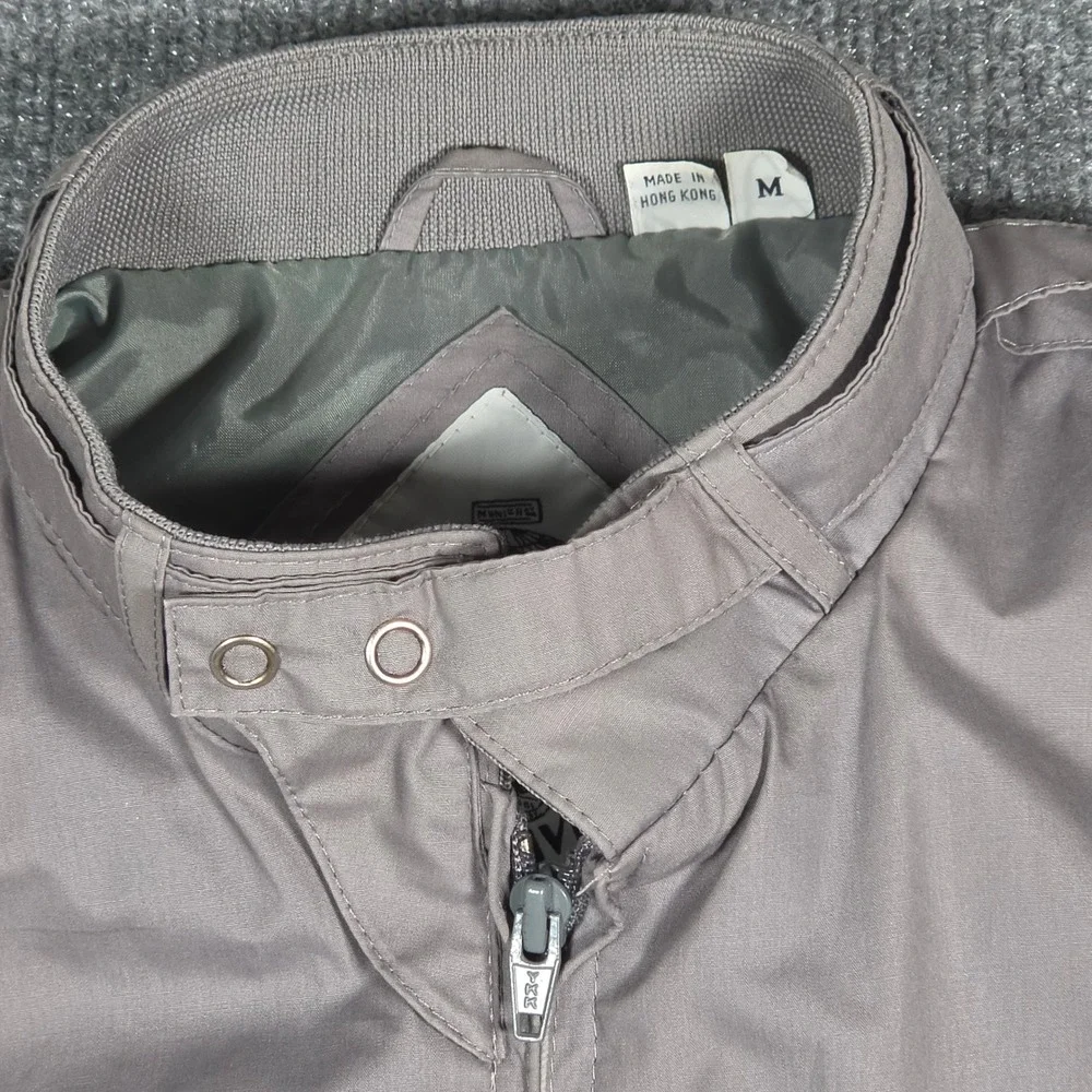 World Travel Club Mens Gray Harrington Jacket Epaulettes Med Made in Hong Kong